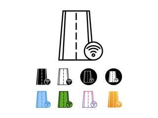 icon set wifi road with 9 different styles, line, glyp, flat, gradient etc. suitable for print websites etc. isolated on white background.