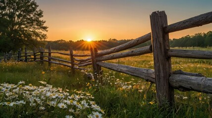 Obraz premium fence in the field generative ai