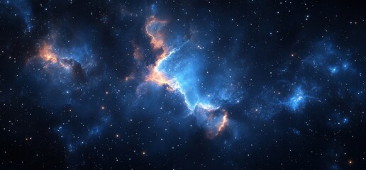 Naklejka premium A stunning cosmic scene depicting vibrant nebulae and twinkling stars.