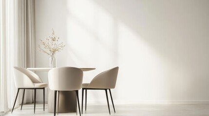 Fototapeta premium Sleek High Backrest Dining Chair in Neutral Tones