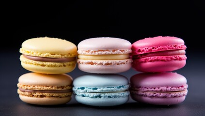 Obraz premium Colorful macarons arranged on a table