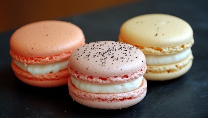 Fototapeta premium Colorful macarons arranged on a table
