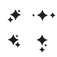 Sparkling star icons. Clean black shapes. Decorative minimalist vector.