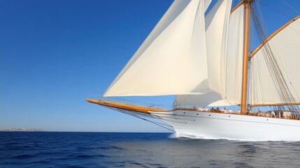 Obraz premium Majestic Sailing Vessel Gliding Through Calm Waters on a Clear Day