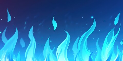 Abstract Blue Flames: A Digital Illustration of Fiery Energy