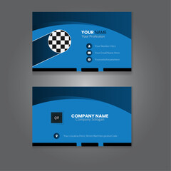 Professional Business Card with Bold Blue Design