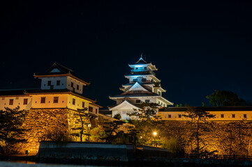 ライトアップされた今治城