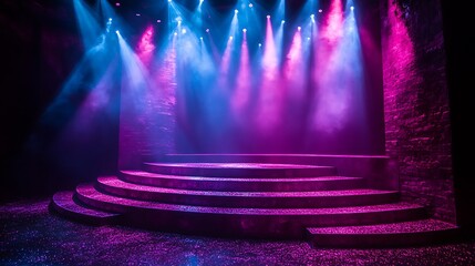 Glittering Stage with Vibrant Colorful Lighting Effects Images