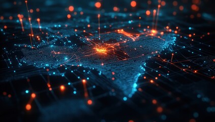 Obraz premium Global Network Connections: A Digital World Map