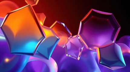 Abstract colorful shapes with a glossy finish in a dynamic arrangement.