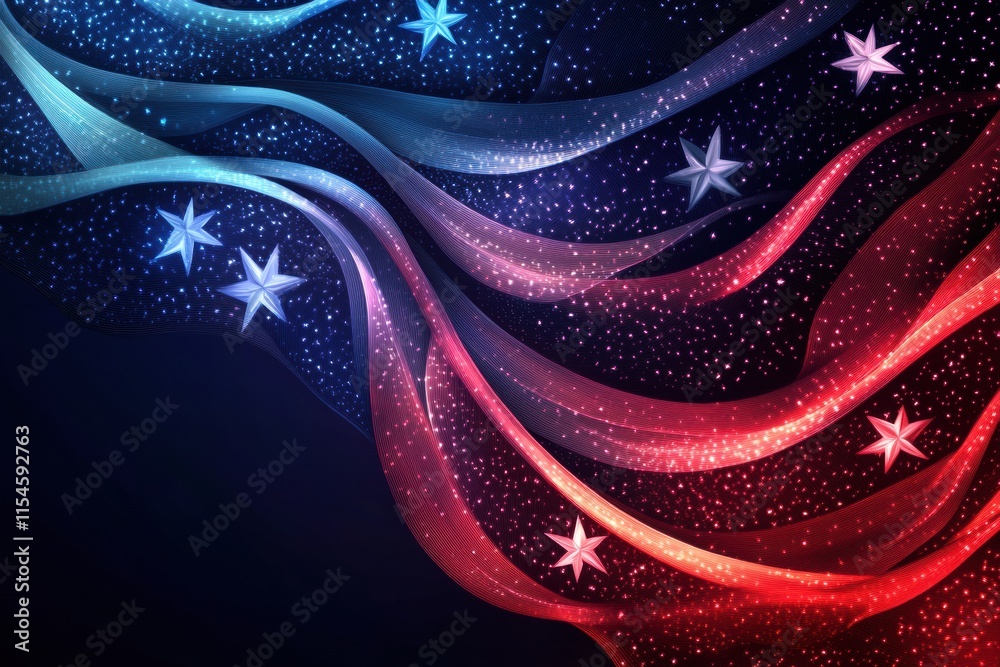 Aufkleber beautiful flowing texture of the american flag in a vibrant display with stars and stripes illuminat