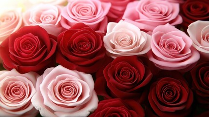Fototapeta premium Valentine's Day or Wedding Background with Beautiful Roses. Concept for a romantic party invitation or love message. Premium and luxurious Ai-Generative. 