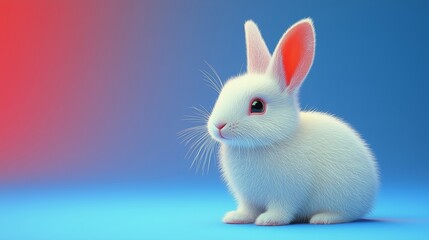 Obraz premium Adorable Fluffy Rabbit Against a Bright Colorful Background