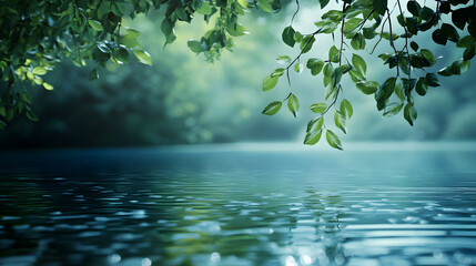 Fototapeta premium Relaxing water landscape and view with green foliage