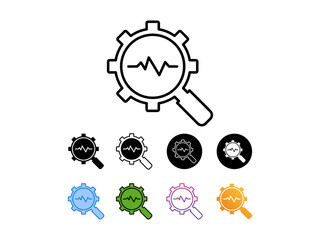 icon set predictive analysis with 9 different styles, line, glyp, flat, gradient etc. suitable for print websites etc. isolated on white background.