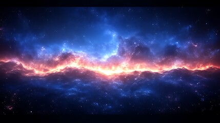 Fototapeta premium Cosmic Nebula Blazing Orange And Blue Hues