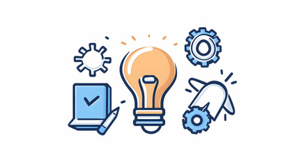Idea, innovation, process, gears, airplane, checklist, background, website, business.