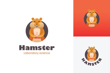 Hamster laboratory animal logo design with circle shape for medicine study vector logo template