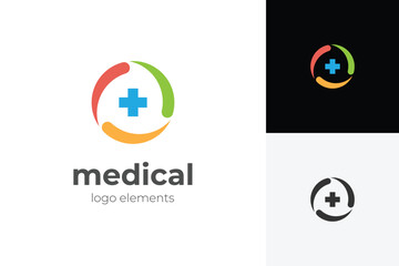 Medical Health logo icon design with circular shape hospital, pharmacy vector logo template