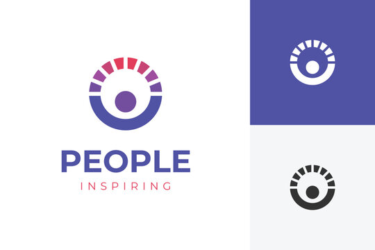 People inspiring success logo icon design with circle connect graphic concept for coach, leadership vector logo template