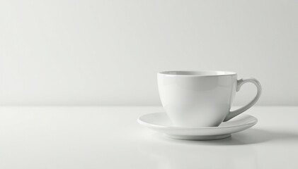 Fototapeta premium Delicate porcelain cup resting on pristine surface, porcelain, white, simplicity