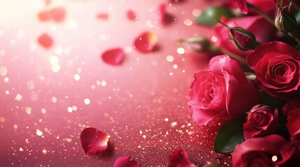 Fototapeta premium Valentine's Day or Wedding Background with Beautiful Roses. Concept for a romantic party invitation or love message. Premium and luxurious Ai-Generative. 