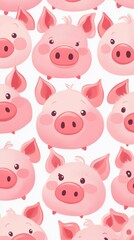 Pig faces pattern background.