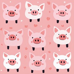Obraz premium Pig faces pattern background.