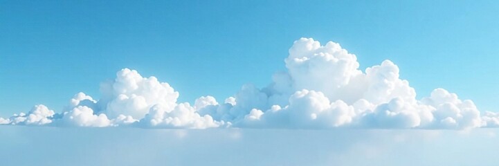 White cloud formations undulate across a clear blue expanse, gentle, landscape
