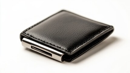 Slim Black Wallet with Stainless Steel Money Clip