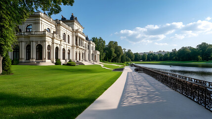 Obraz premium Palace gardens summer sunny day estate landscaping tourism.