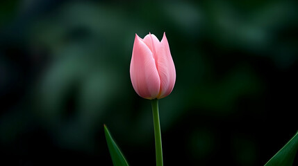 Fototapeta premium Pink Tulip Blooming Garden Dark Background Spring Floral Design.