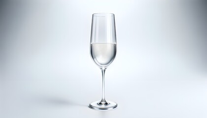 Fototapeta premium Elegant Champagne Flute with Clear Sparkling Wine on White Background