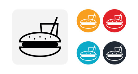 Hamburger and soft drink cup, Fast food icon illustration isolated vector sign symbol