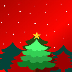 Red Christmas tree vector background painting