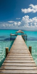 Fototapeta premium Wooden Pier Leading to a Tropical Paradise