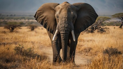 Fototapeta premium Wild african elephant with generative ai