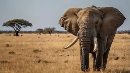 Fototapeta premium Wild african elephant with generative ai