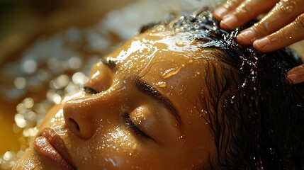 Relaxing head massage with soothing oils promoting wellness and tranquility