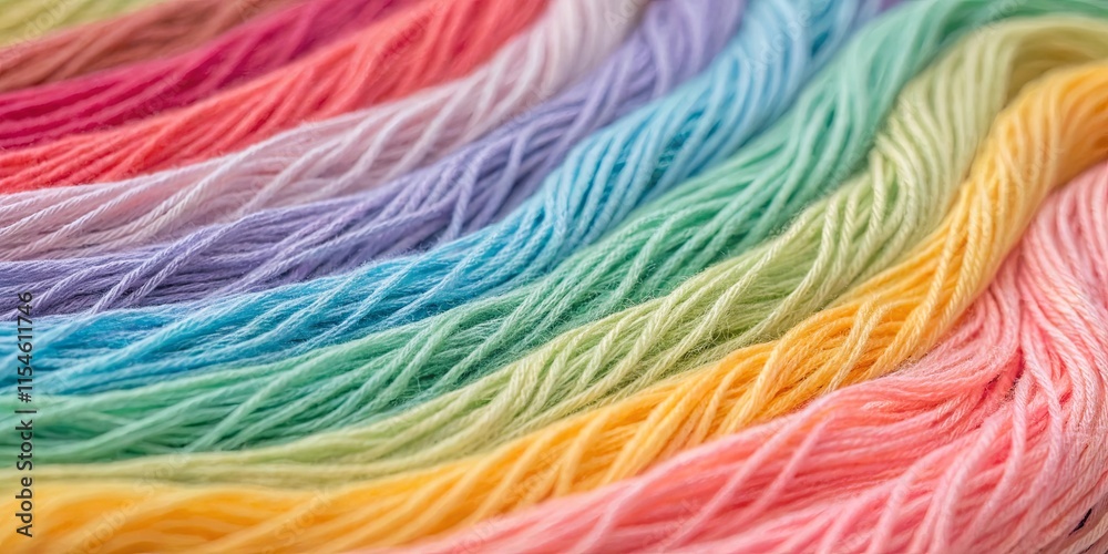 Aufkleber A row of colorful yarns are displayed in a rainbow pattern