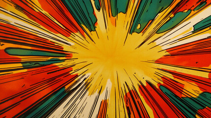 Colorful explosion design with vibrant hues and dynamic lines. 