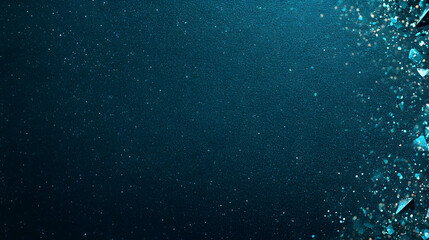 Teal Crystal Fragments Falling Dark Background Abstract Design.