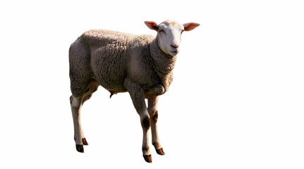Fototapeta premium Full shot of a sheep, isolated on white background.