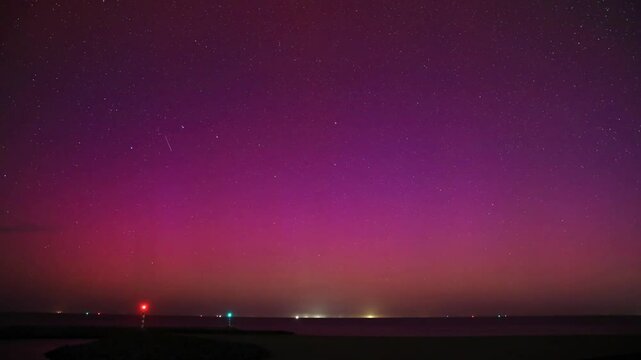 Colorful lights of Aurora borealis in May, 2024, The Netherlands