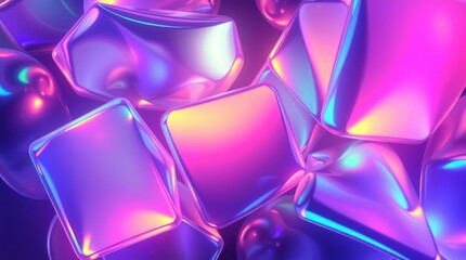 A close-up of colorful, reflective geometric shapes creating a vibrant, abstract composition.