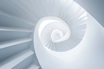 Obraz premium Abstract spiral staircase, white architecture, modern design.