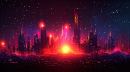 Fototapeta premium Cyberpunk Cityscape: Neon Nights