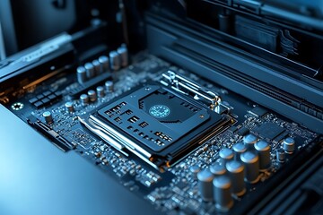 High tech computer processor. Concept of advanced technology, computing power, and innovation.