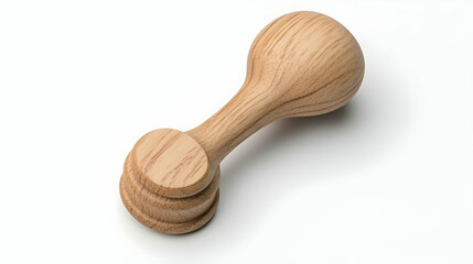 Wooden baby rattle toy, studio shot, white background,  newborn gift.