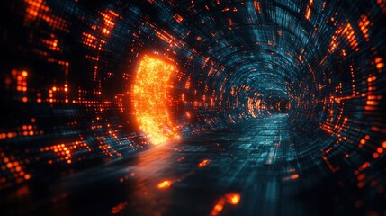 Obraz premium Digital Tunnel: A Journey Through Cyberspace